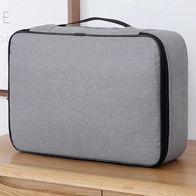 Flygon Multipurpose Document Organizer Bag with Password Lock | A4 Size File Folder with 8-Layer Storage | Passport, USB, Cards & Document Holder | Waterproof & Fire-Resistant Travel File Bag (Gray) - Image 1