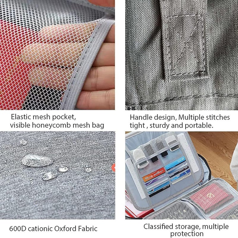 Flygon Multipurpose Document Organizer Bag with Password Lock | A4 Size File Folder with 8-Layer Storage | Passport, USB, Cards & Document Holder | Waterproof & Fire-Resistant Travel File Bag (Gray) - Image 2