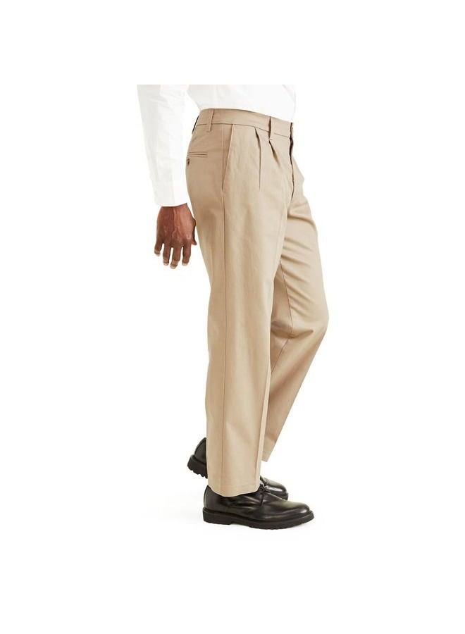 DOCKERS Men's Classic Fit Signature Khaki Lux Cotton Stretch Pants-Pleated (Regular and Big & Tall) Casual, Timberwolf, 40W x 30L - Image 3