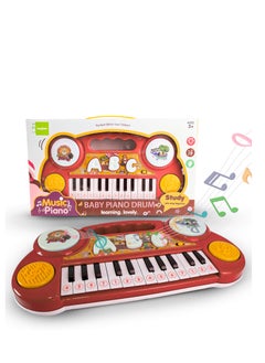 BAYBEE Baybee Mini Piano Keyboard Musical Toys for Kids, 23 Keys Baby Piano with ABC & Sheet Music Card Electronic Musical Instrument Toy Learning Piano Musical Toys for Kids 2+ Years Boy Girl (Red)  - Image 1