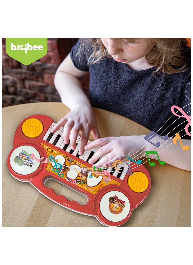 BAYBEE Baybee Mini Piano Keyboard Musical Toys for Kids, 23 Keys Baby Piano with ABC & Sheet Music Card Electronic Musical Instrument Toy Learning Piano Musical Toys for Kids 2+ Years Boy Girl (Red)  - Image 3