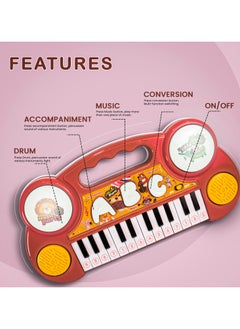 BAYBEE Baybee Mini Piano Keyboard Musical Toys for Kids, 23 Keys Baby Piano with ABC & Sheet Music Card Electronic Musical Instrument Toy Learning Piano Musical Toys for Kids 2+ Years Boy Girl (Red)  - Image 4