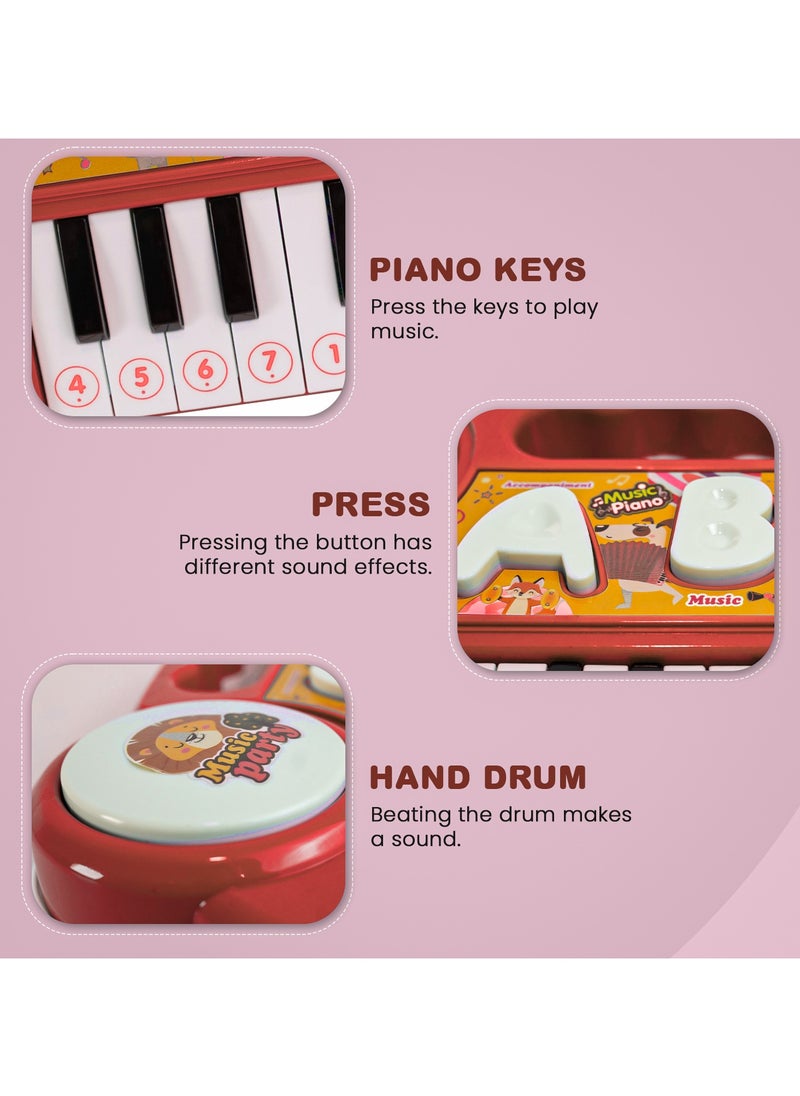 BAYBEE Baybee Mini Piano Keyboard Musical Toys for Kids, 23 Keys Baby Piano with ABC & Sheet Music Card Electronic Musical Instrument Toy Learning Piano Musical Toys for Kids 2+ Years Boy Girl (Red)  - Image 5