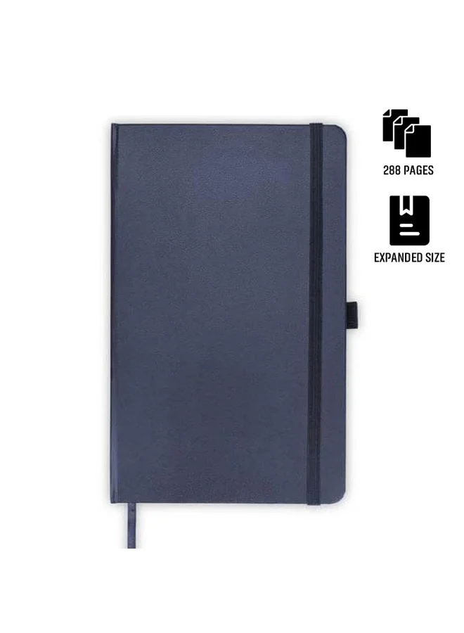 سانثوم Santhome BARON Expanded A5 Hard Cover Notebook|288 Pages Premium Ruled Journal with Pen Loop, Paper Pocket & Elastic Closure|Smooth 80gsm Cream-White Paper|Professional Writing Diary for Work & Study