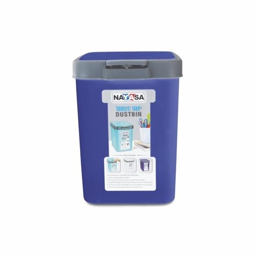 Nayasa Table Top Dustbin with Lid | Compact Plastic Desk & Countertop Bin for Kitchen, Bathroom & Office | Multi-Purpose Use | White - Image 1