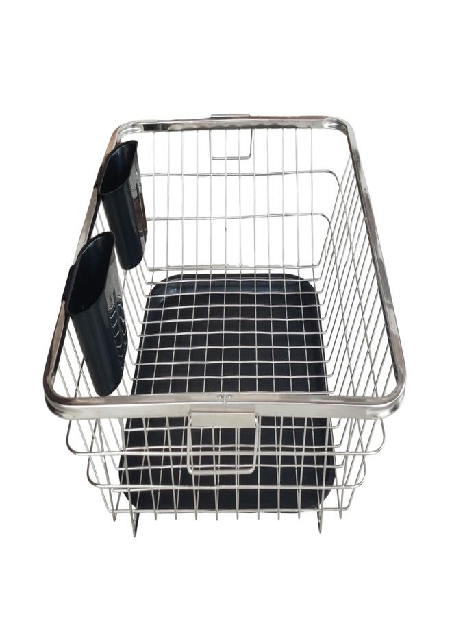 BIRDWING BIG SIZE Stainless Steel Dish Drainer Tray Basket (64x47x23) Stainless Steel Dish Drainer Rack with Drip Tray/Utensil Drying Stand for Kitchen/Bartan Stand - Image 1