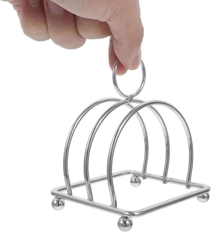 حامل رف التوست من الفولاذ المقاوم للصدأ لشرائح الخبز والكتب والوصفات الفضية لتخزين المطبخ - Image 4