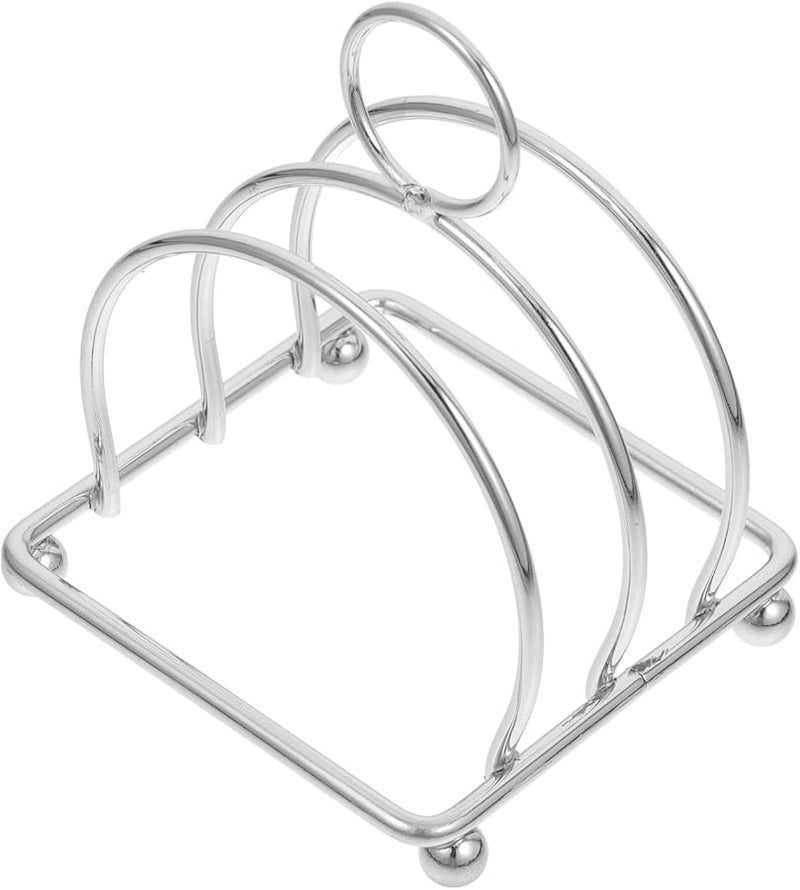 حامل رف التوست من الفولاذ المقاوم للصدأ لشرائح الخبز والكتب والوصفات الفضية لتخزين المطبخ - Image 1