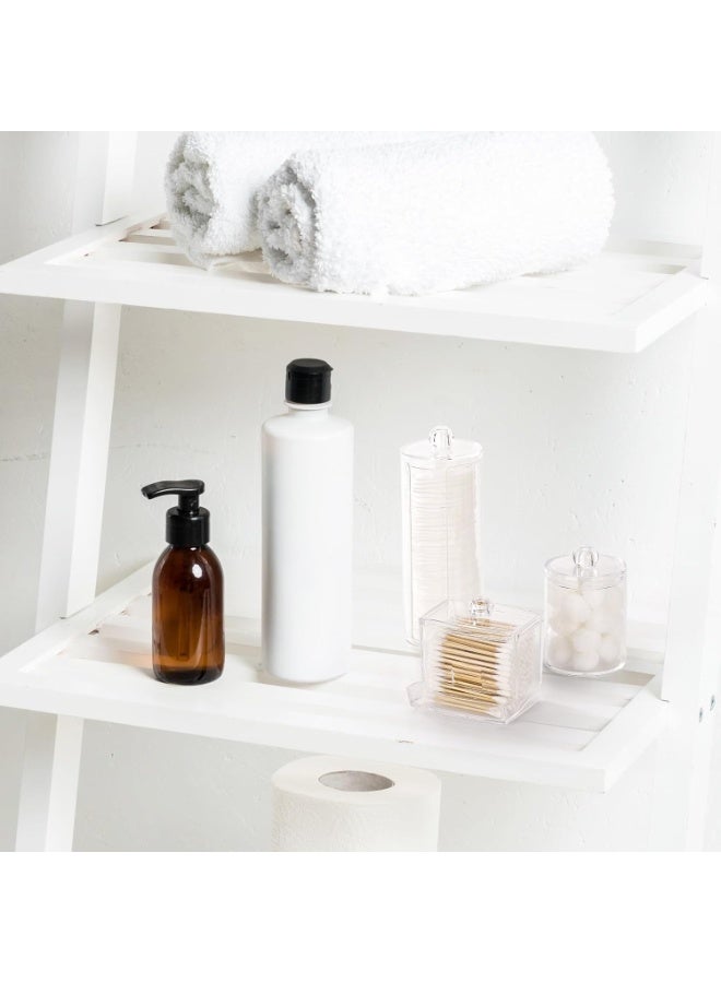 مجموعة من 3 قطع لتنظيم مستحضرات التجميل، منظم مستحضرات التجميل شفاف من الأكريليك، حامل قطن، حامل لقطع القطن والعبوات الأسطوانية، صناديق تخزين بغطاء، منظم مستحضرات التجميل لطاولة الزينة، حامل قطن، حاوية حمام لفرز وتخزين - Image 5