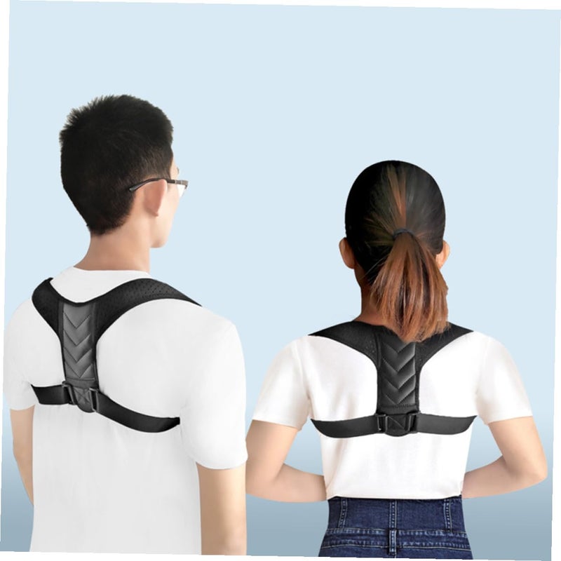Adjustable Posture Corrector Back Brace Black Breathable Ergonomic Support Belt - Image 3