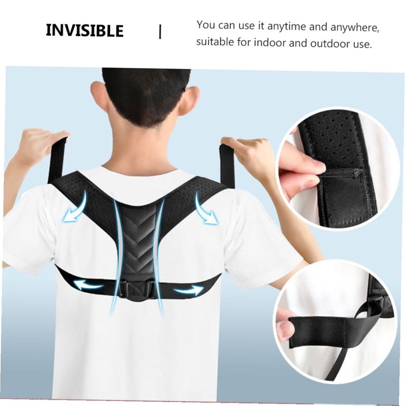 Adjustable Posture Corrector Back Brace Black Breathable Ergonomic Support Belt - Image 5