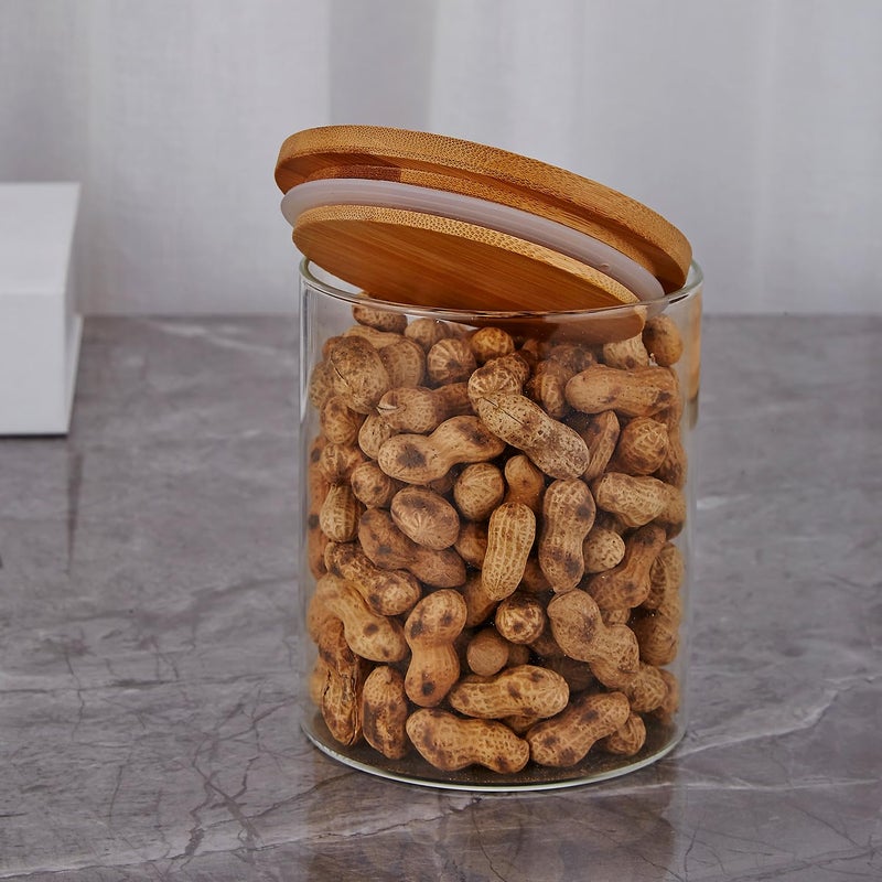SANQIAHOME Glass Coffee Sugar Containers with Shelf, 3 x 27 OZ Coffee Bean Storage Station Organizer,Airtight Seal,Food Storage Jar for Kitchen - Image 5