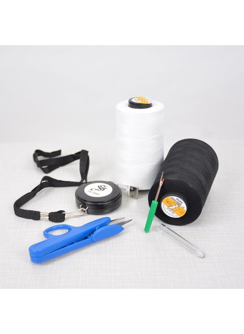 Bora Black and White Sewing Thread, Hanging Automatic Tape Measure 1.5 Mt, TC-805 Thread Scissors and Buttonhole Opener