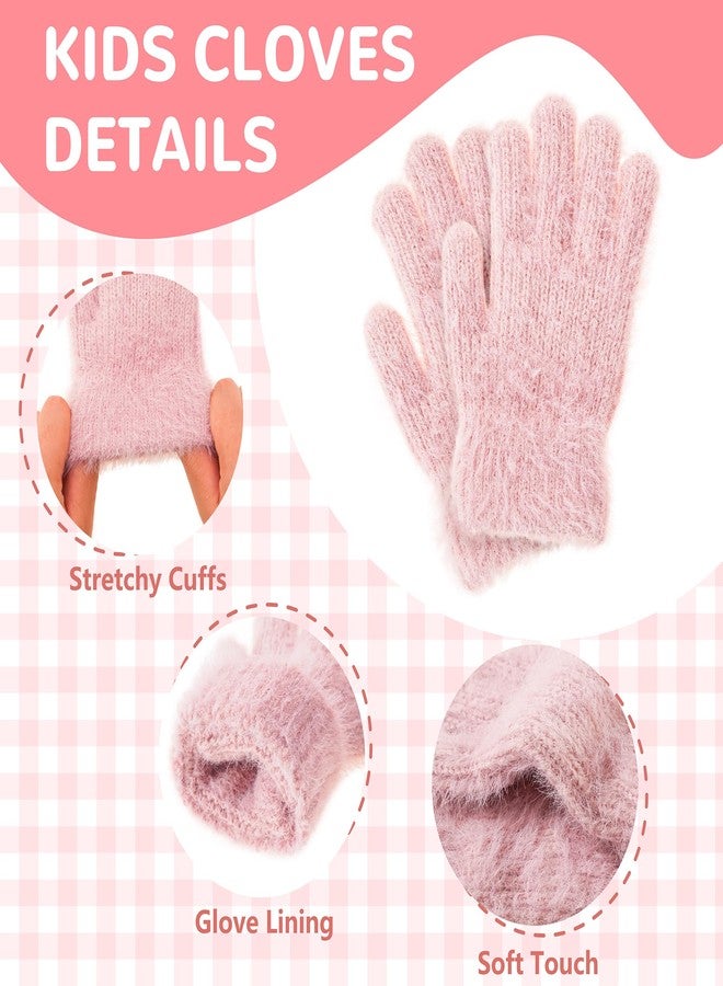 FENELY 3Pcs Kids Winter Beanie Hat Scarf Gloves Set for 4-10 Years Girls Boys - Toddler Pompom Warm Knit Earflap Fleece Lined for Cold Weather - Image 4