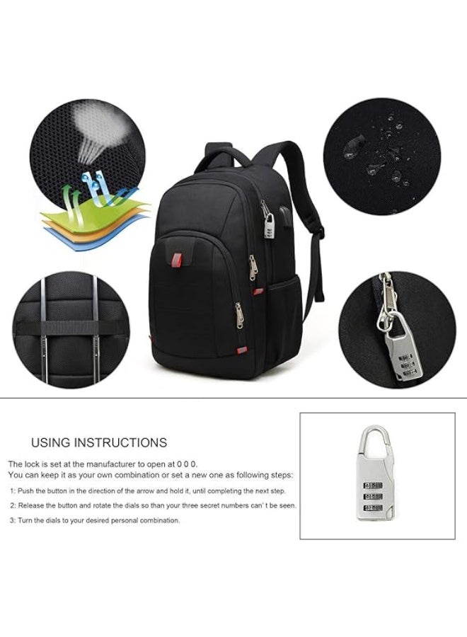 Della Gao Laptop Backpack, Extra Large Anti-Theft Business Travel Laptop Backpack Bag with USB Charging Port, Water Resistant College School Computer Rucksack Bag for Men/Women for 17 Inch Laptop and Notebook Black - Image 5