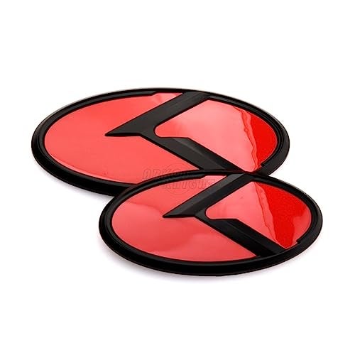 ARKOSKNIGHT 2PCS Vintage Vintage K BadgeFront Hood Rear Trunk Emblem Stickers Compatible with Vintage K Accessories Red Black - Image 1