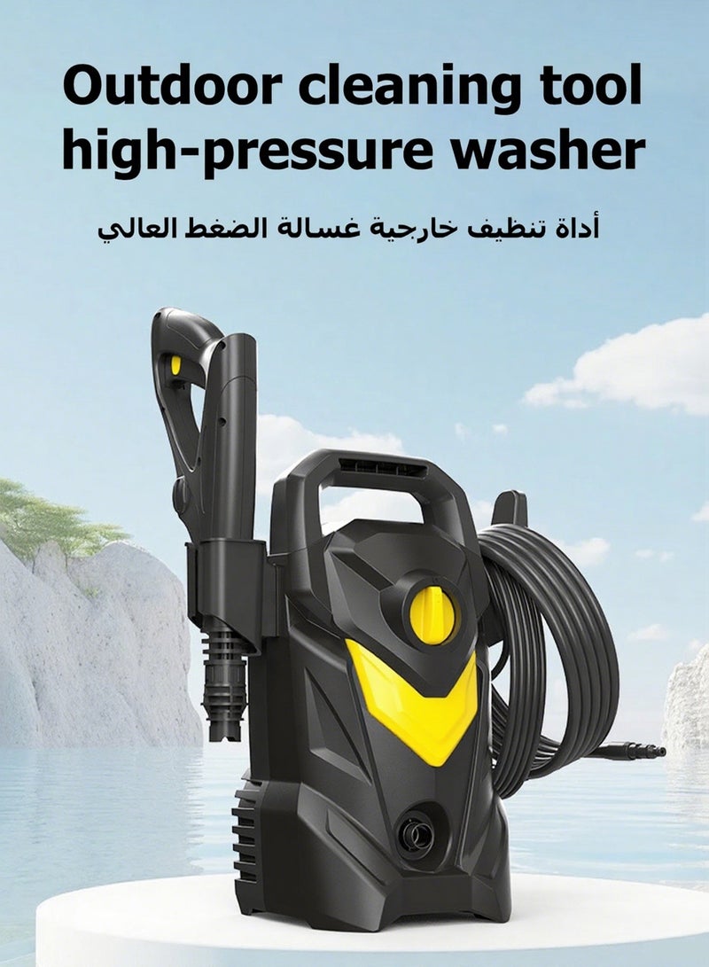 ويمارت غسالة كهربائية تعمل بالضغط العالي، 1200 واط، 2.5 جالون في الدقيقة، مزودة بزجاجة رذاذ رغوية، مقاومة للماء حتى 35 قدمًا، سلك طاقة، مناسبة لتنظيف السيارات/الأسوار/الممرات/الفناءات/المنازل، لون أصفر - Image 5