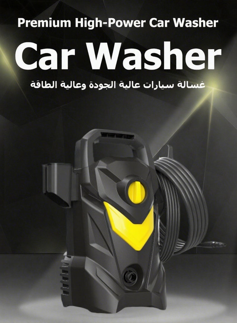 ويمارت غسالة كهربائية تعمل بالضغط العالي، 1200 واط، 2.5 جالون في الدقيقة، مزودة بزجاجة رذاذ رغوية، مقاومة للماء حتى 35 قدمًا، سلك طاقة، مناسبة لتنظيف السيارات/الأسوار/الممرات/الفناءات/المنازل، لون أصفر - Image 3