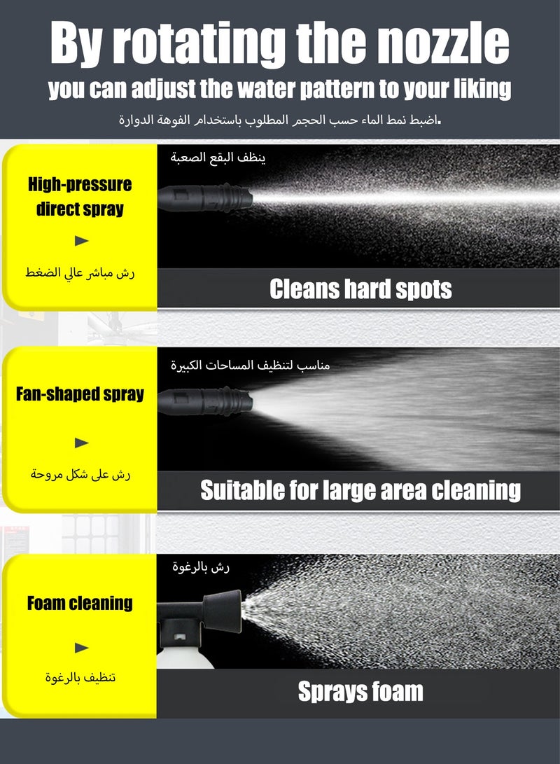 ويمارت غسالة كهربائية تعمل بالضغط العالي، 1200 واط، 2.5 جالون في الدقيقة، مزودة بزجاجة رذاذ رغوية، مقاومة للماء حتى 35 قدمًا، سلك طاقة، مناسبة لتنظيف السيارات/الأسوار/الممرات/الفناءات/المنازل، لون أصفر - Image 4