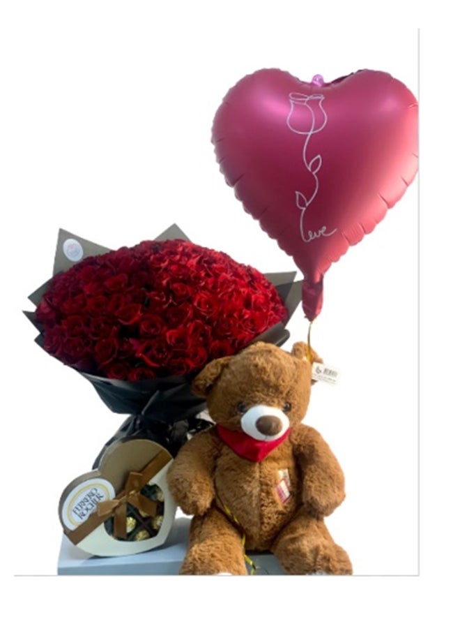 wardi 100 Roses Big Love Combo 3 