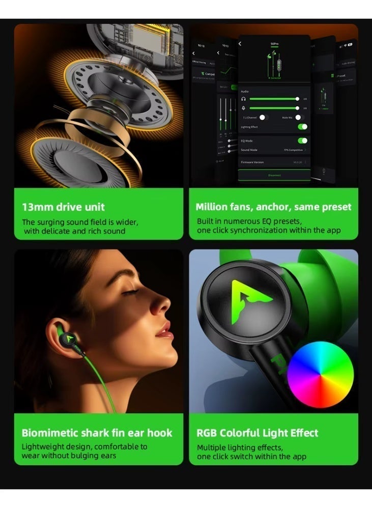 بيفا سماعات ألعاب PIVA S6 Pro 13 ملم افتراضية 7.1 Type-C 27W PD شحن سريع مدمج بطاقة الصوت للضبط المستقل - لون أحمر - Image 4