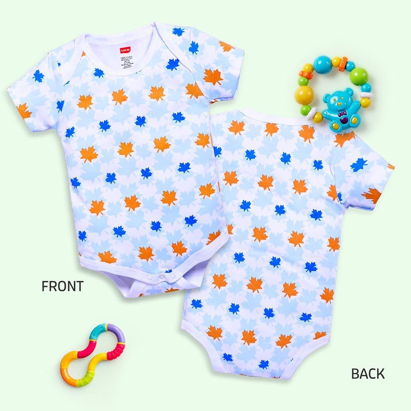 LuvLap Unisex Half Sleeve Romper/Bodysuit Pack of 3 - White, Light Peach, Soothing Sea (3-6 Months) - Image 4