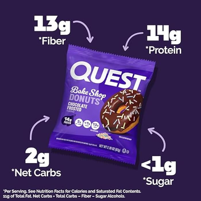 Quest Nutrition Bake Shop, Chocolate Frosted Donuts, 14g Protein, Less than 1g Sugar, Protein Snack, Low Sugar, 4 Count - Image 3