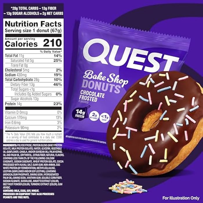 Quest Nutrition Bake Shop, Chocolate Frosted Donuts, 14g Protein, Less than 1g Sugar, Protein Snack, Low Sugar, 4 Count - Image 2
