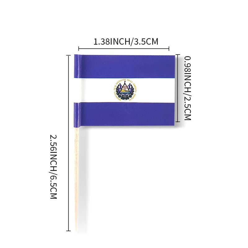 mflagperft Salvador Flag Salvadoran Small Toothpick Flag Decor Mini Cupcake Toppers Cocktail Food Flags Decorations (100 pcs) - Image 2