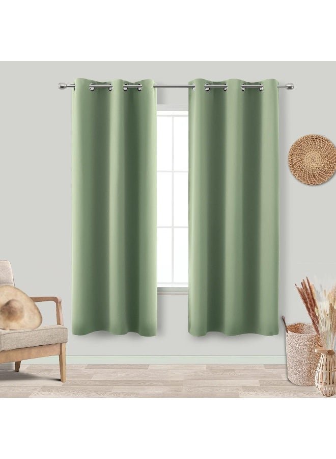 KOUFALL Sage Green Boho Blackout Curtains 72 Inch Length for Bedroom 2 Panels Set Home Office Organic Decor Grommet Thermal Room Darkening Living Room Window Black Out Curtains 72 Inch Long - Image 1