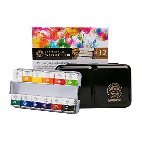 MUNGYO Sargent Art 32-6012 Artist Quality Professional Watercolor Set, Tin Case, Green,White, 12 ct - Image 3