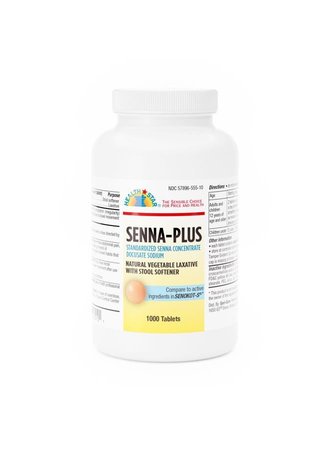GeriCare Senna Plus Laxative Tablets, 50 mg / 8.6 mg Strength Docusate Sodium/Sennosides (1000 Tablets) - Image 1