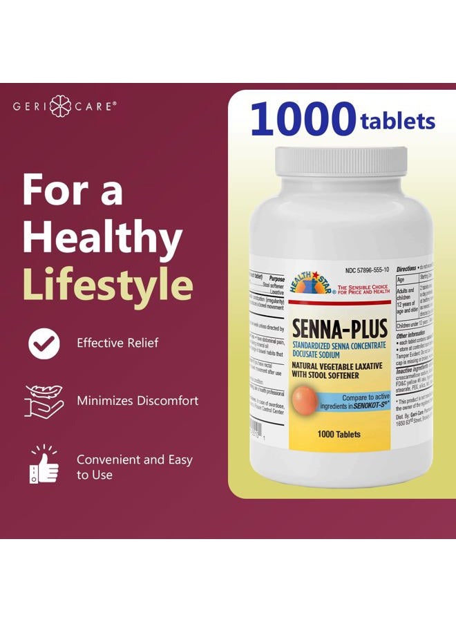GeriCare Senna Plus Laxative Tablets, 50 mg / 8.6 mg Strength Docusate Sodium/Sennosides (1000 Tablets) - Image 2