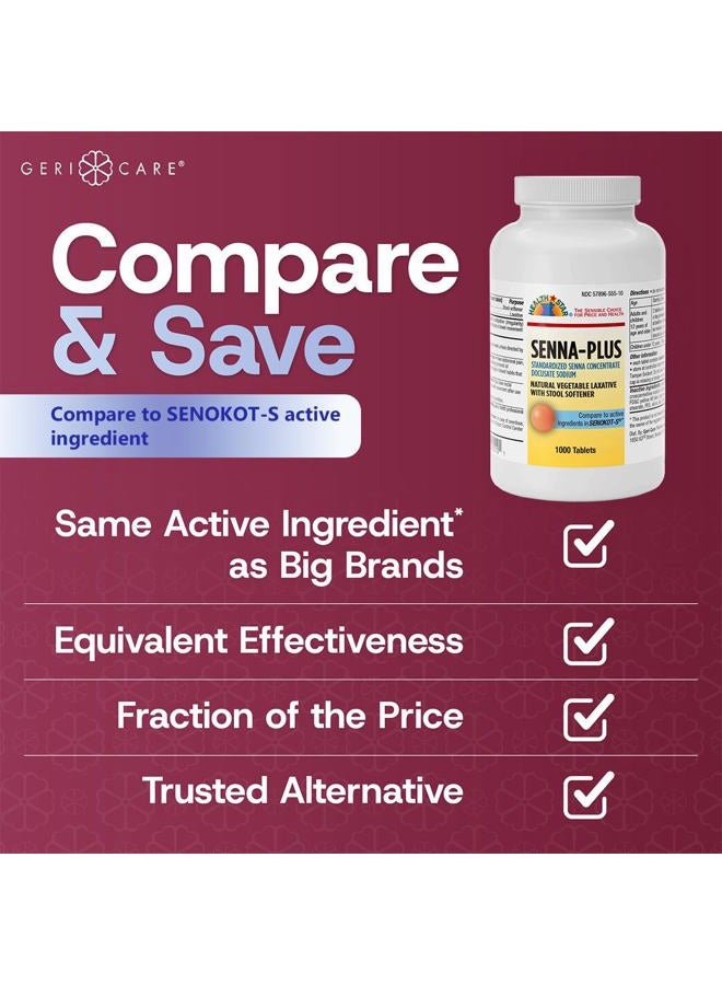 GeriCare Senna Plus Laxative Tablets, 50 mg / 8.6 mg Strength Docusate Sodium/Sennosides (1000 Tablets) - Image 4