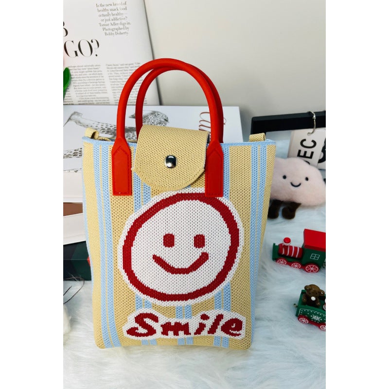 Bag Cover Cute Mobile Phone Bag Women'S Crossbody All-Match Mobile Phone Change Key Knitted Small Satchel Student Bag - Image 1
