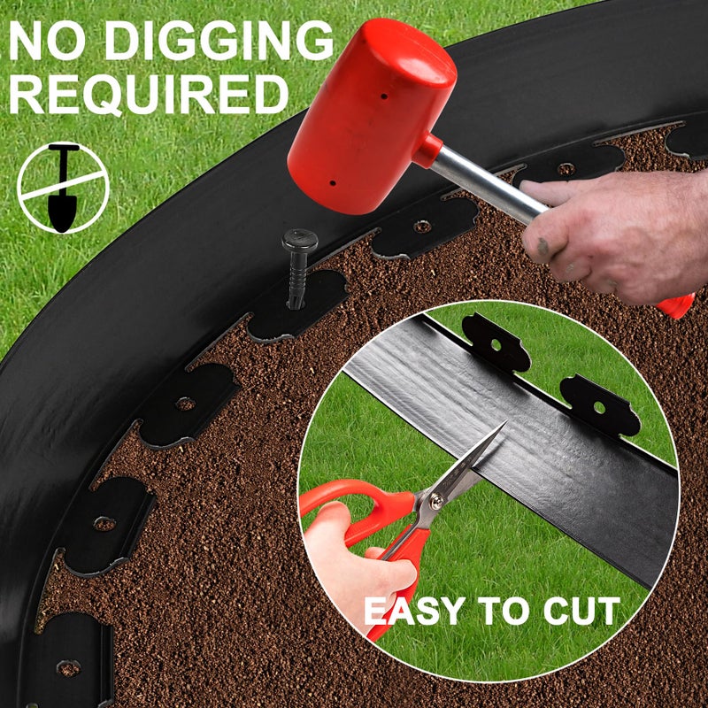 Hemikaki 4 Inch Tall Garden Edging Border 66FT with 90pcs Spikes, Plastic Edging Border for Landscaping, Lawn, Garden, Flower Beds, Paver, Pathway - Image 3