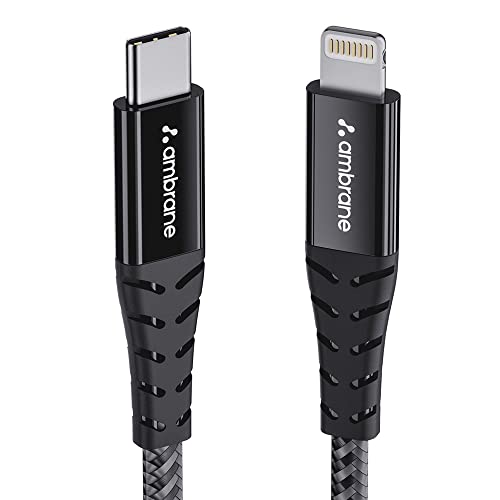 Ambrane Type-C to Lightning USB Cable, 22.5W Fast Charging, 480Mbps Data Sync Cable Compatible with iPhone, iPad, Macbook, iMac, AirPods, 1.25m (ABTL-125 Black) - Image 1