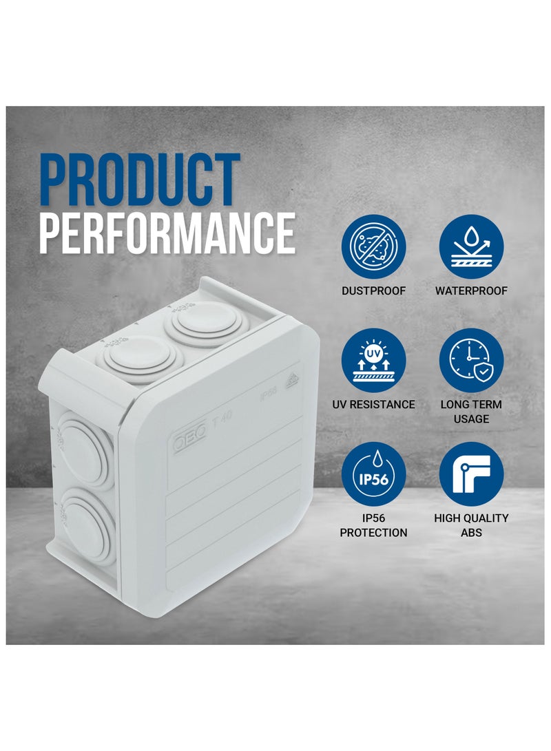 Duravel Junction Box, IP55 Waterproof Electrical Enclosure, Surface Mount, White (Pack-Of 2) - Image 3