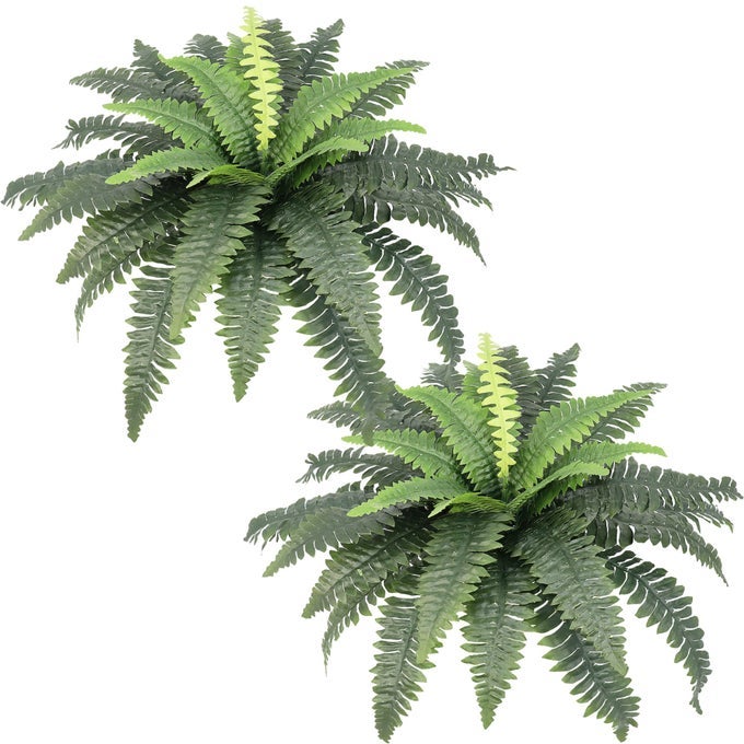 ARTIFICIAL FERNS FOR OUTDOORS SET OF 2 BOUQUETS 33 DIAM LARGE FAKE FERNS FAUX BOSTON FERN BUSH PLANT FOR INDOORS HOME GARDEN PORCH WINDOWSILL ENTRANCE FARMHOUSE DECOR ARRANGEMENT