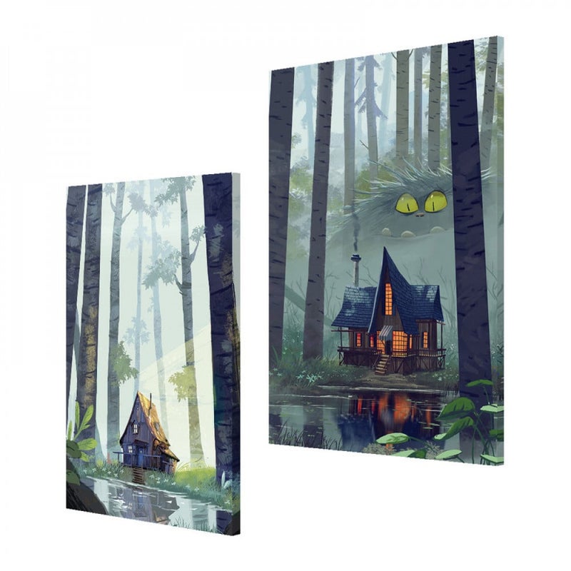 ماركتنا لوحة قماشية ثنائية بتصميم طبيعة بمقاس اجمالي 80×60 سم - Image 2