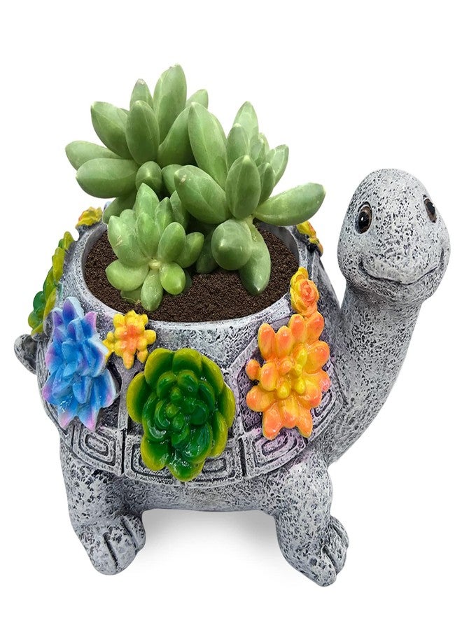 ASDFG Turtle Succulent Planter, Resin Material, Indoor/Outdoor Use, Cute Decor, 5.9" x 3.94" x 3.15" - Image 1