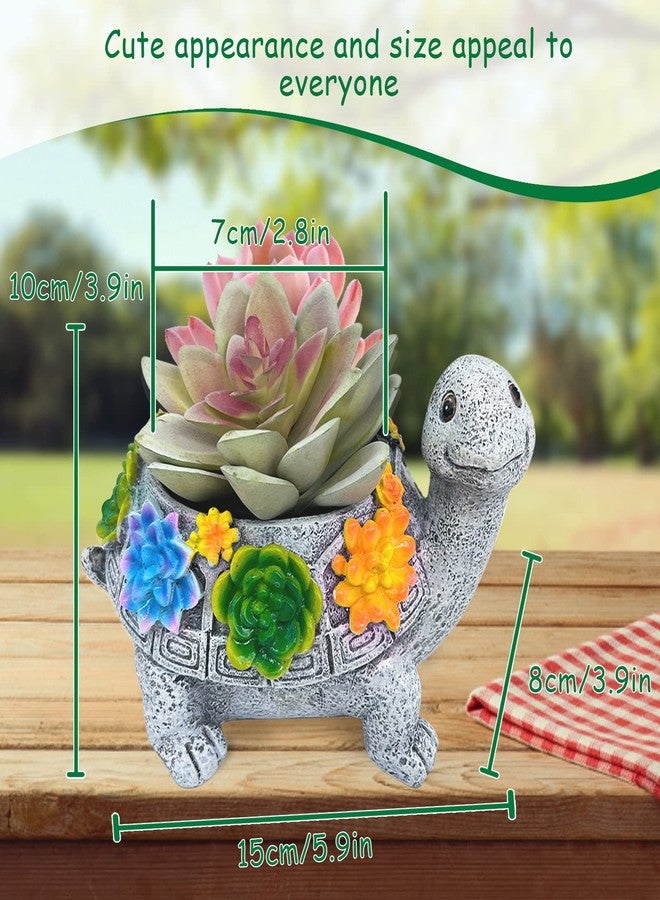 ASDFG Turtle Succulent Planter, Resin Material, Indoor/Outdoor Use, Cute Decor, 5.9" x 3.94" x 3.15" - Image 2