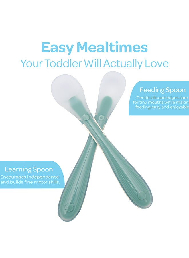 Moon The Moon Brand Baby Silicone feeding Spoon Set – Baby Led Weaning- First Stage -Soft Gum-Friendly, BPA Free, Eco-Friendly, Dishwasher Safe, with Travel Case – Pack of 2-Orange - Image 3