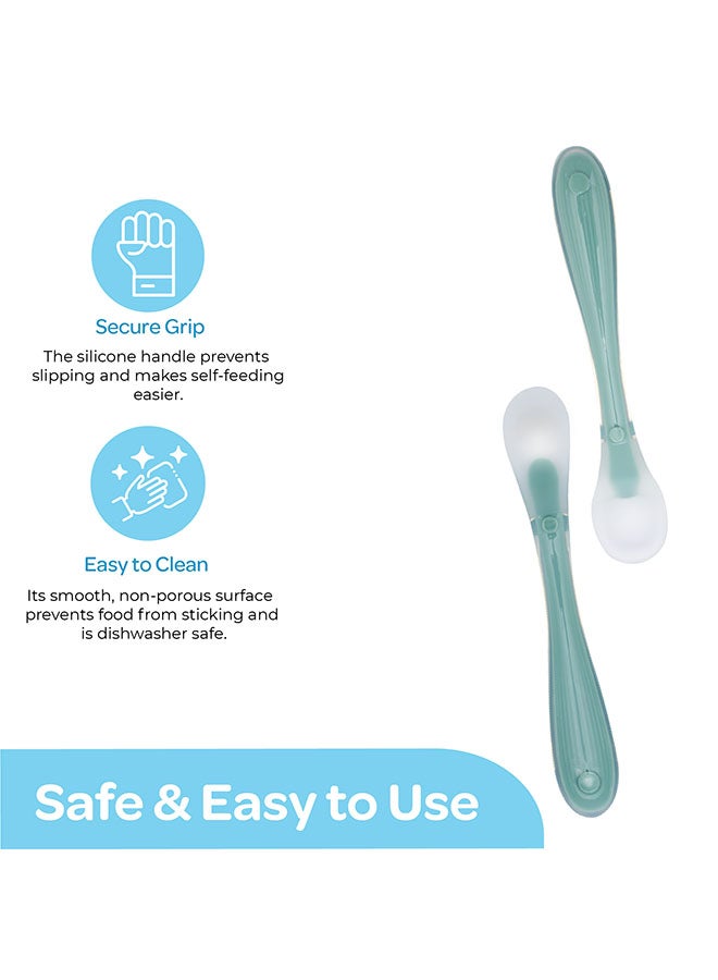 Moon The Moon Brand Baby Silicone feeding Spoon Set – Baby Led Weaning- First Stage -Soft Gum-Friendly, BPA Free, Eco-Friendly, Dishwasher Safe, with Travel Case – Pack of 2-Orange - Image 5