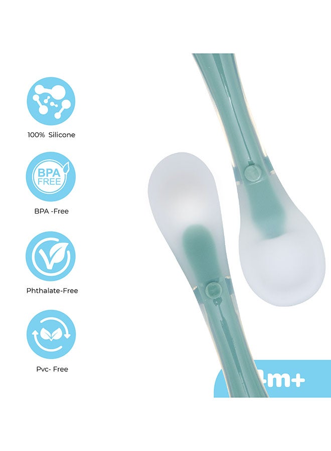 Moon The Moon Brand Baby Silicone feeding Spoon Set – Baby Led Weaning- First Stage -Soft Gum-Friendly, BPA Free, Eco-Friendly, Dishwasher Safe, with Travel Case – Pack of 2-Orange - Image 2