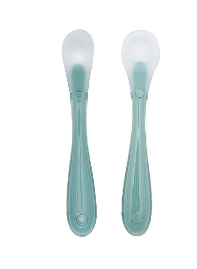 Moon The Moon Brand Baby Silicone feeding Spoon Set – Baby Led Weaning- First Stage -Soft Gum-Friendly, BPA Free, Eco-Friendly, Dishwasher Safe, with Travel Case – Pack of 2-Orange - Image 1
