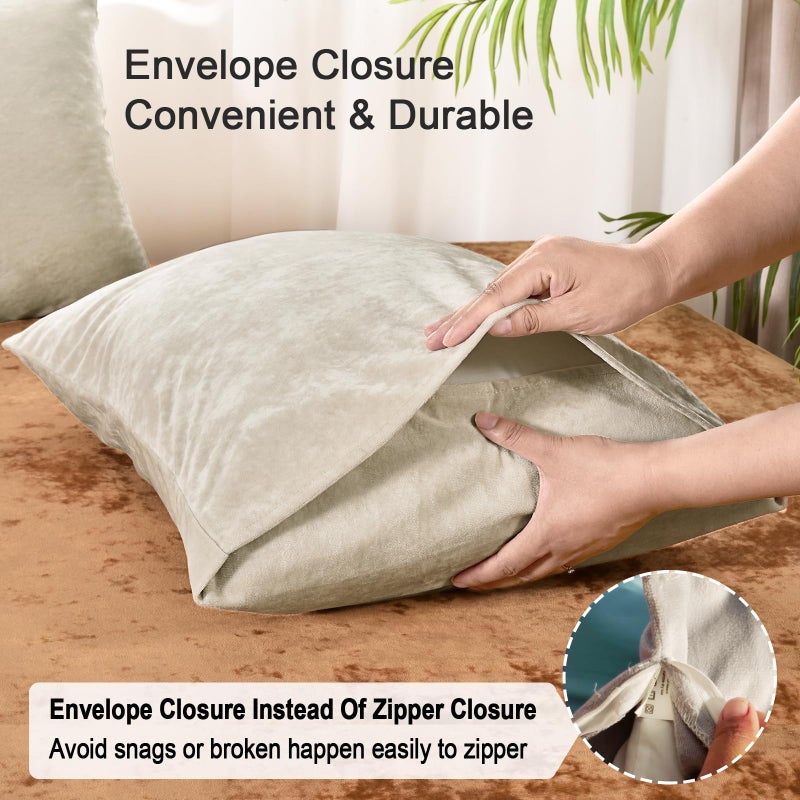 PHF PHF Truly Velvet Pillowcases Standard Size  No Insert  2 Pack Ultra Soft Breathable Pillow Shams Covers with Envelope Closure  20"" X 26"" Luxury Cozy Warm Fuzzy Flannel Pillow Cases  Sand  - Image 4