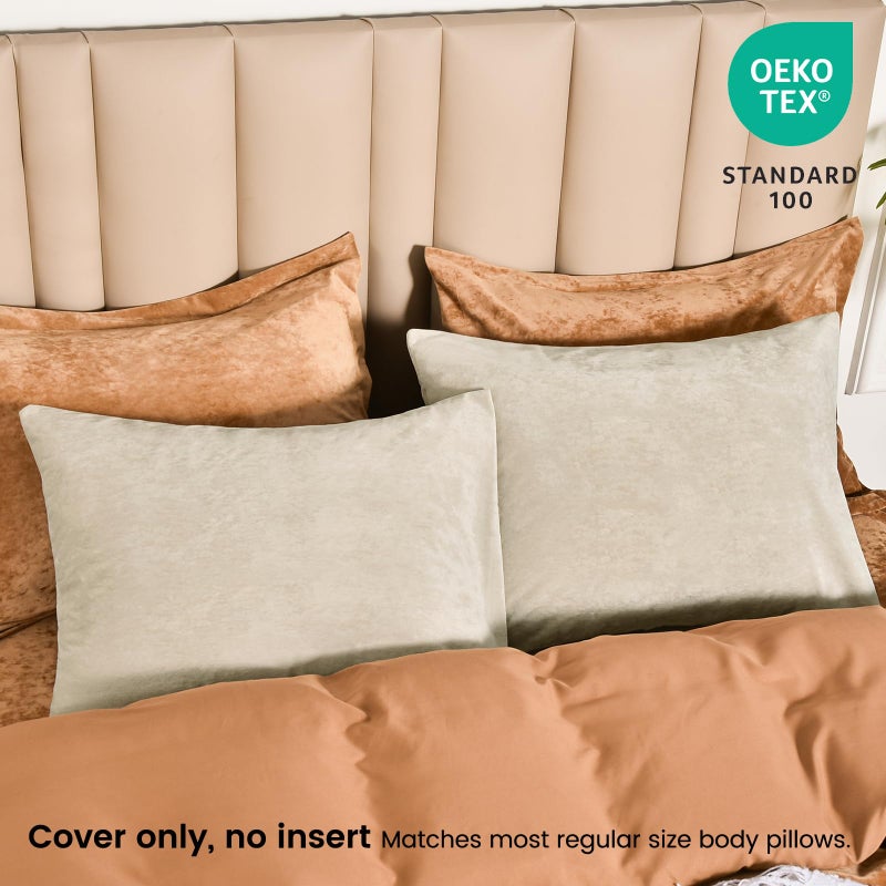 PHF PHF Truly Velvet Pillowcases Standard Size  No Insert  2 Pack Ultra Soft Breathable Pillow Shams Covers with Envelope Closure  20"" X 26"" Luxury Cozy Warm Fuzzy Flannel Pillow Cases  Sand  - Image 2