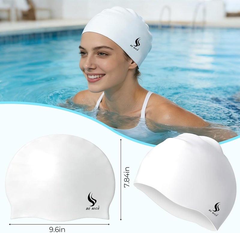 BENICE Extra Large Swim Cap for Women Men, Durable Silicone Swimming Hat with Ear Protection, Unisex Adults Bath Swimming Caps for Long Thick Curly Hair & Dreadlocks Braids Weaves Afro Hair - Image 5
