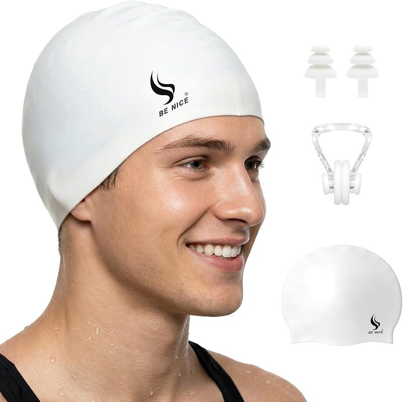 BENICE Extra Large Swim Cap for Women Men, Durable Silicone Swimming Hat with Ear Protection, Unisex Adults Bath Swimming Caps for Long Thick Curly Hair & Dreadlocks Braids Weaves Afro Hair - Image 1